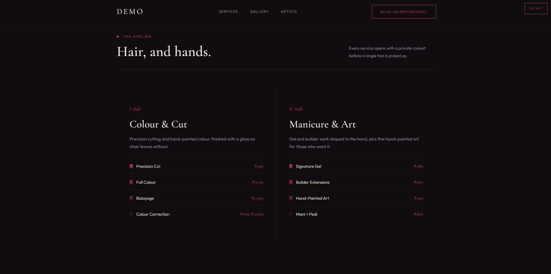 Salon Demo
